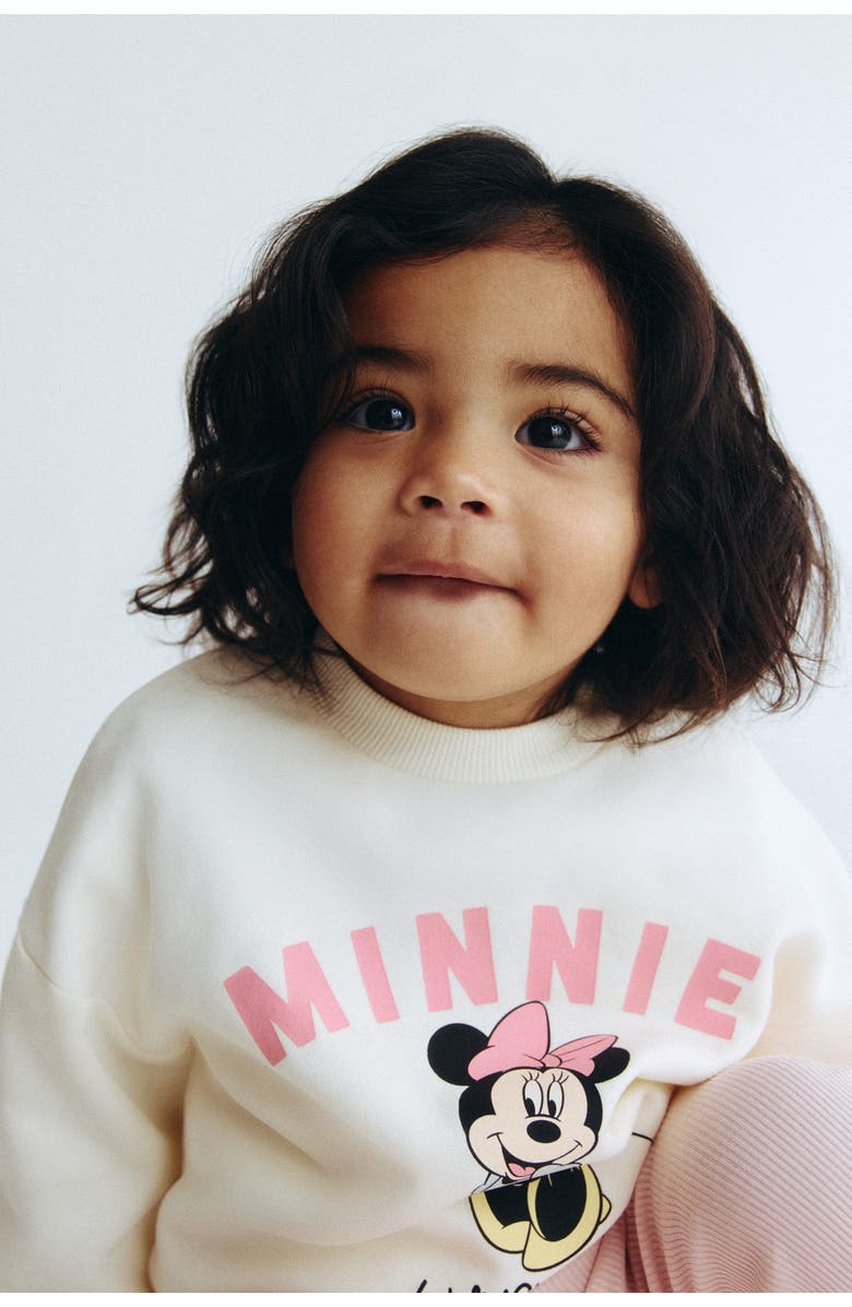 H&M 2-piece Sweatshirt And Leggings Set, Alternate, color, Cream/Minnie Mouse