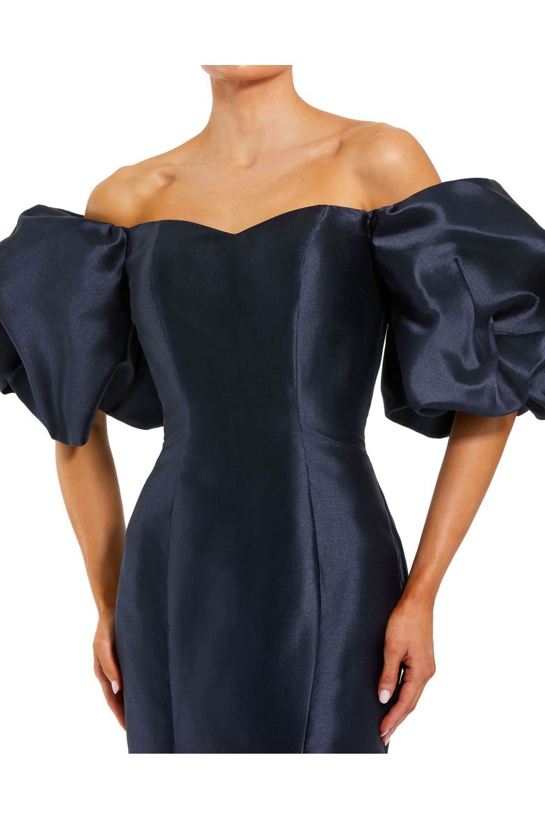 Sweetheart Off The Shoulder Puff Sleeve Gown, Alternate, color, Midnight