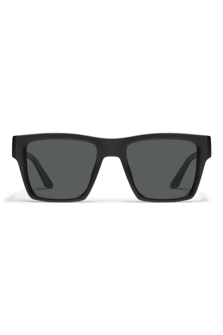 Fast Lane 43mm Square Sunglasses, Main, color, MATTE BLACK/ SMOKE POLARIZED