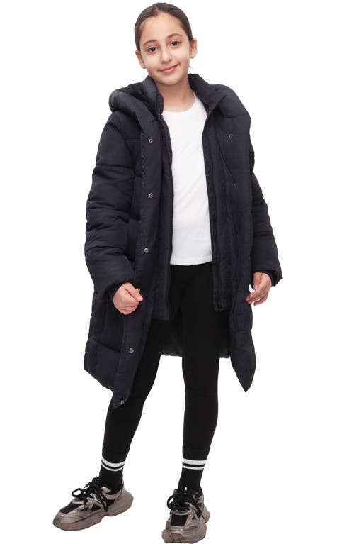 Rokka&rolla Kids' Knee Length Puffer Coat In Black