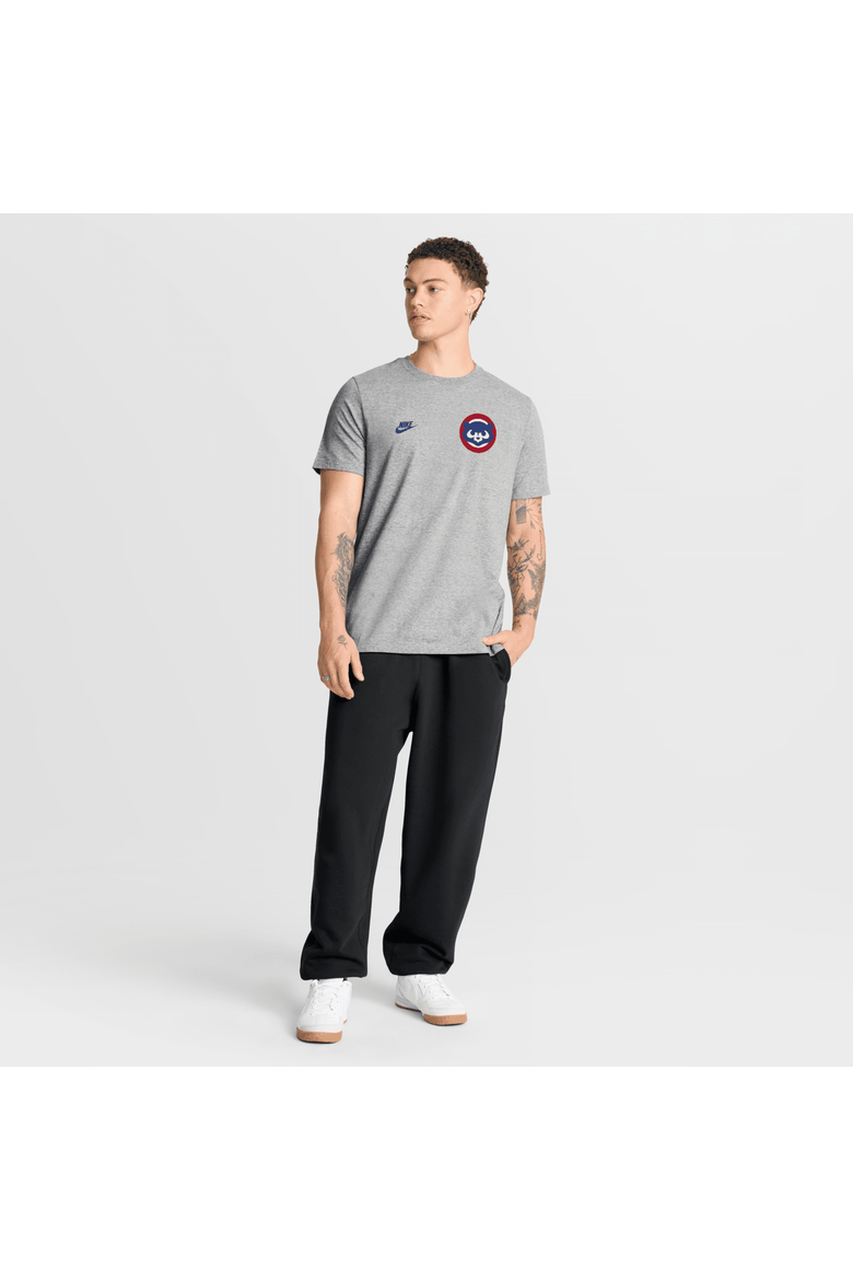 Men's Nike Heather Gray Chicago Cubs Cooperstown 2-Hit T-Shirt, Alternate, color, Heather Gray