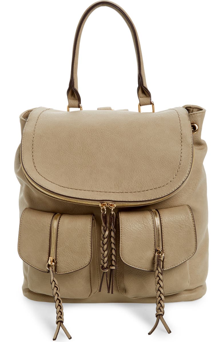 Sole Society Emery Faux Leather Backpack, Main, color,