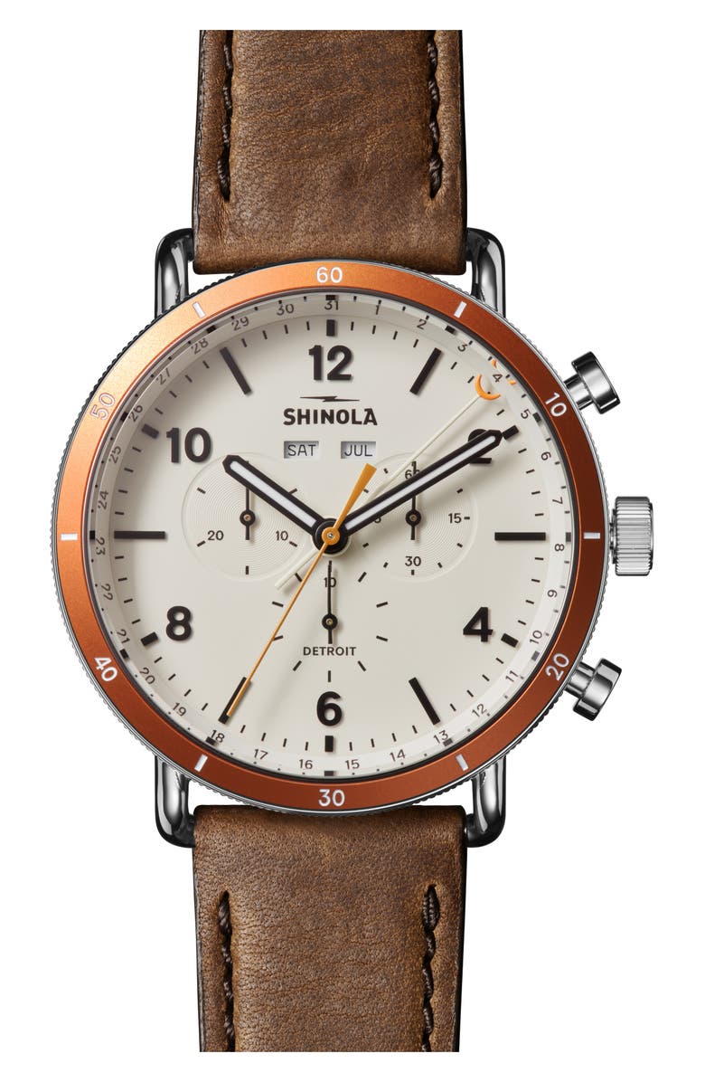 Shinola Canfield Sport Leather Strap Watch, 45mm, Main, color, 