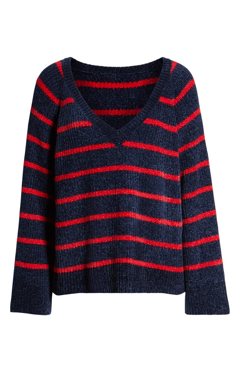 &.Layered Stripe V-Neck Sweater, Alternate, color, Navy/ Red