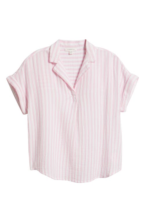 BEACHLUNCHLOUNGE BEACHLUNCHLOUNGE ARIN STRIPE SHORT SLEEVE COTTON SHIRT