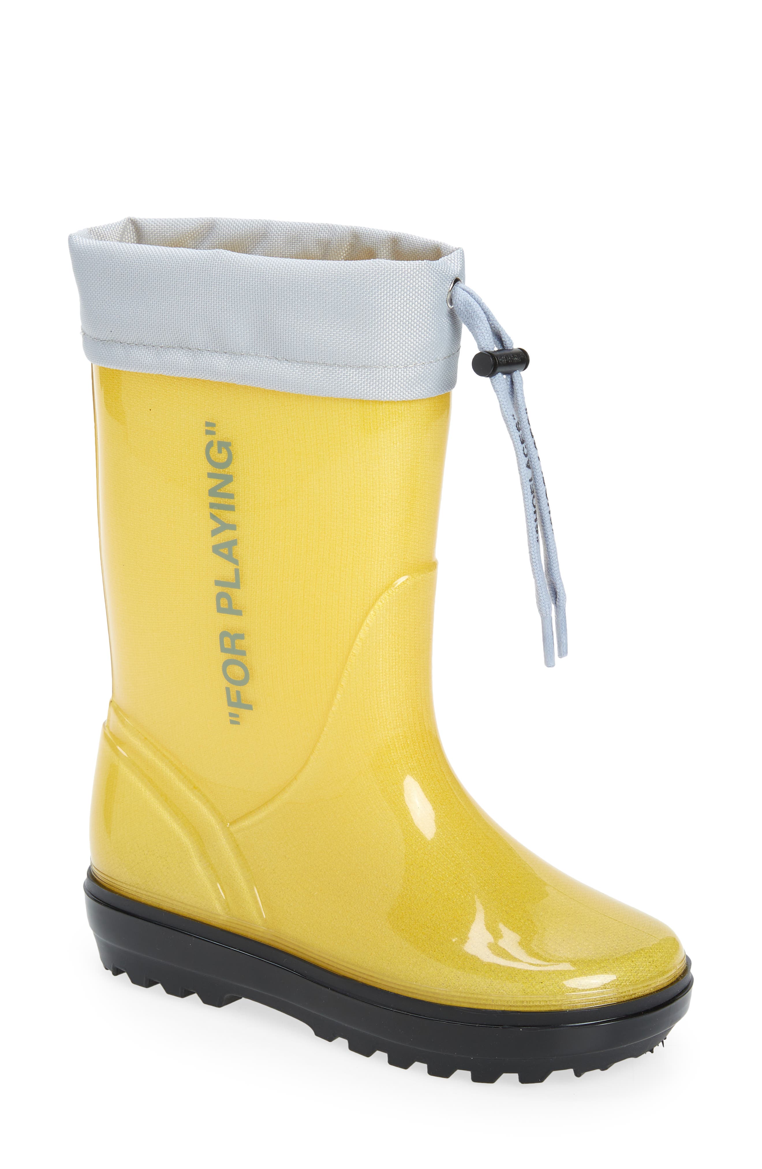 Rubber Rain Boot, Main, color, YELLOW/ GREY