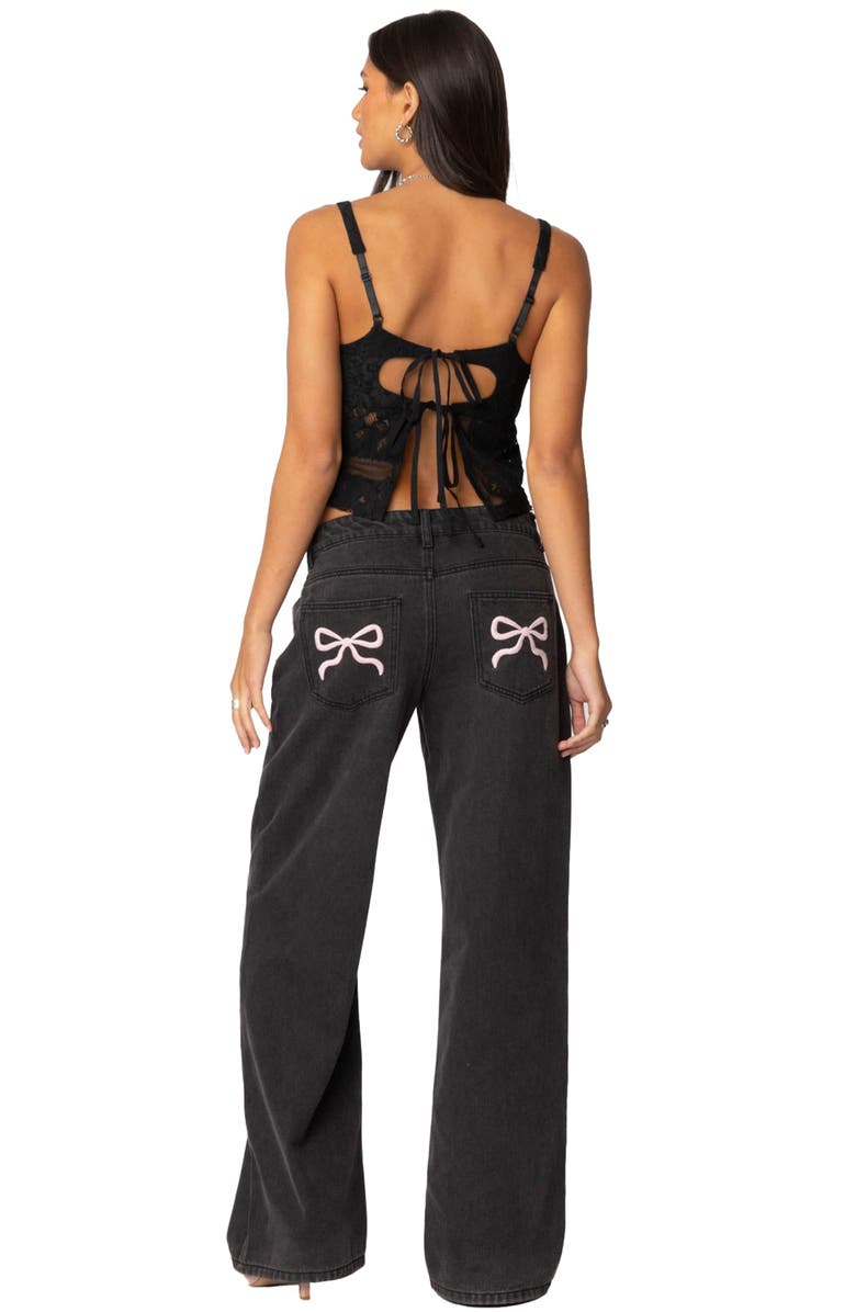 EDIKTED Gwyn Mixed Lace Tank, Alternate, color, Black