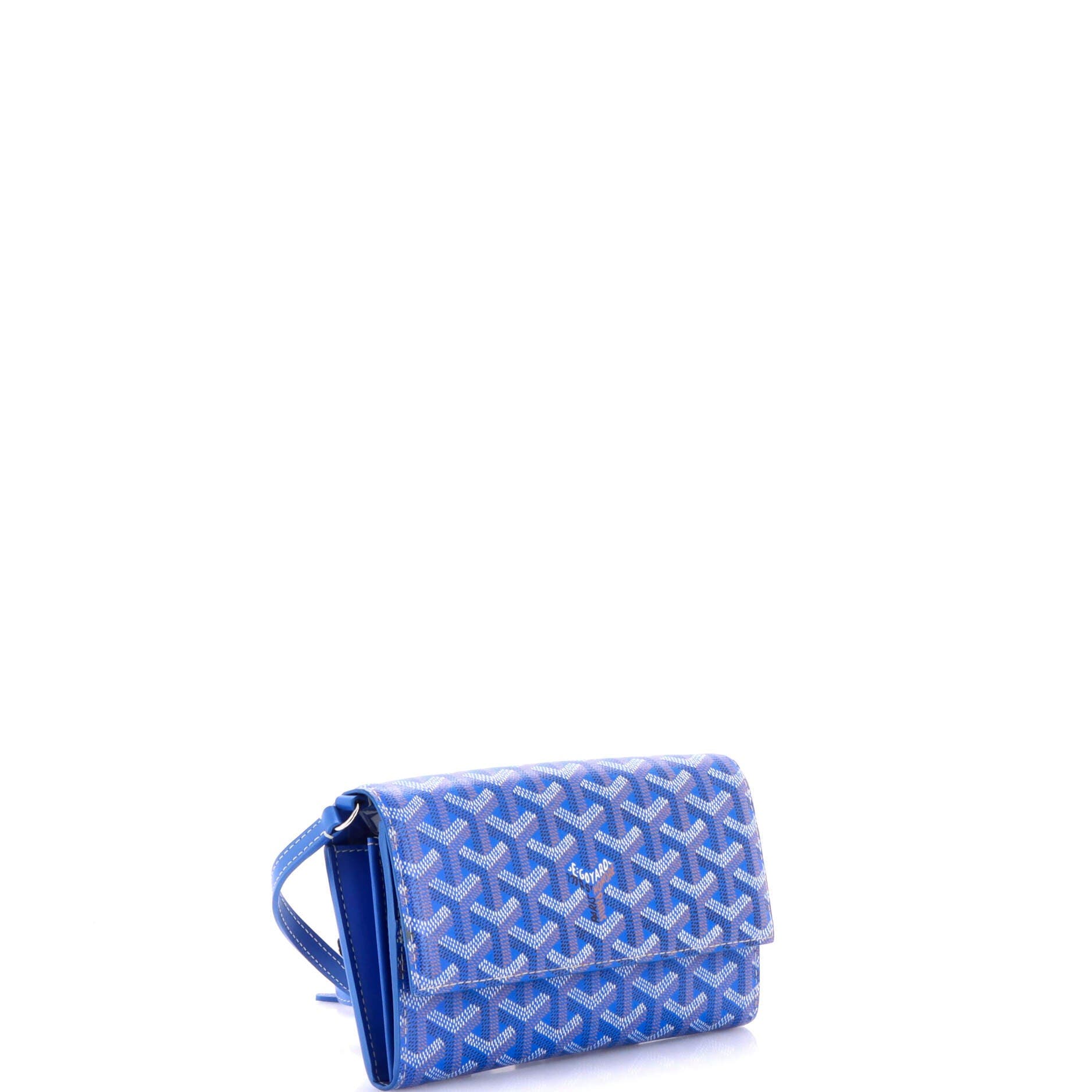 Pre-Owned Goyard Varenne Continental Wallet with Strap Coated Canvas, Alternate, color, Blue