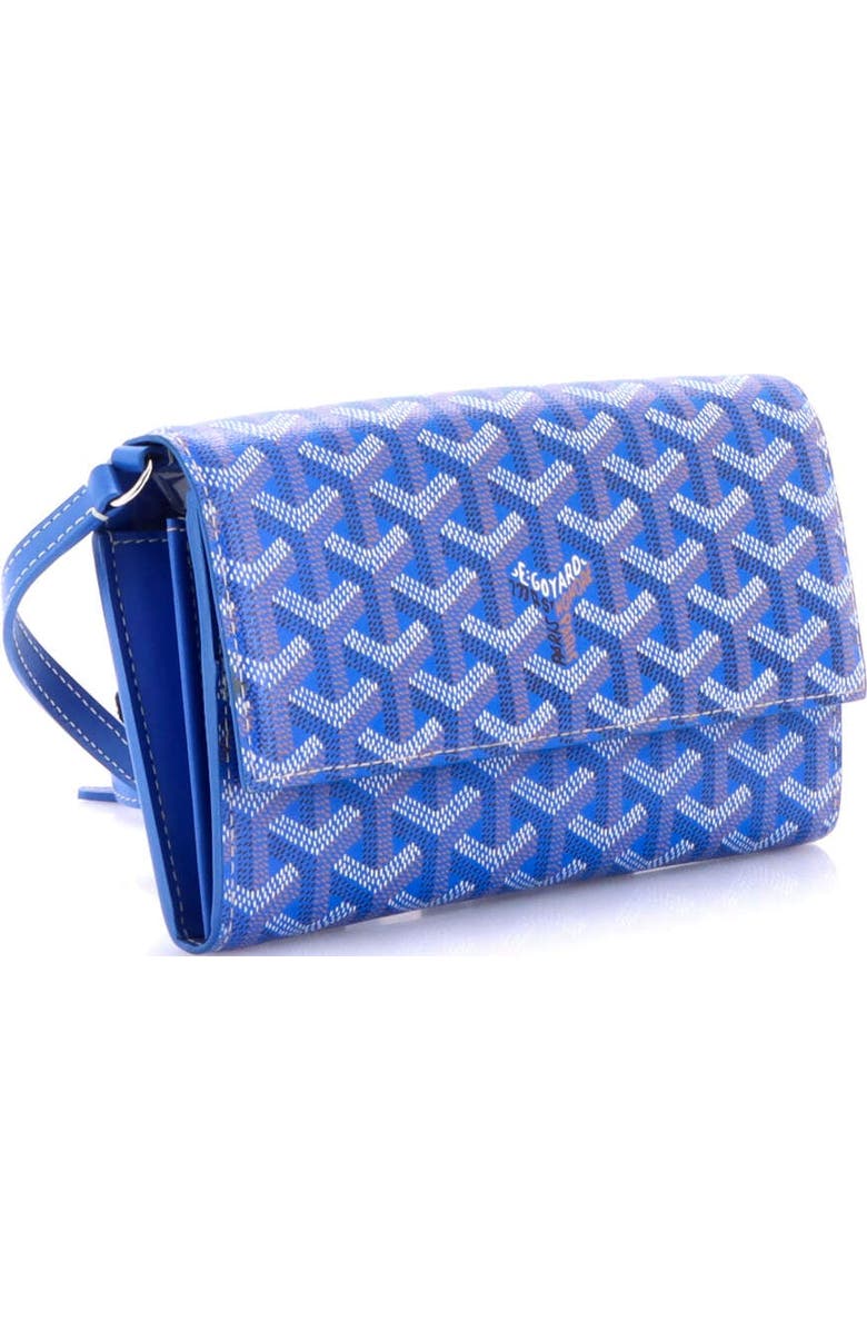 Pre-Owned Goyard Varenne Continental Wallet with Strap Coated Canvas, Alternate, color, Blue