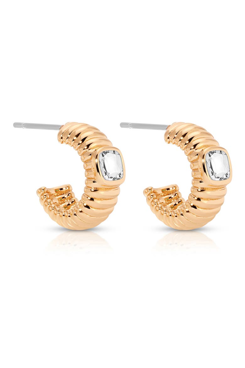 Contemporary Textured Small Hoop Earrings, Alternate, color, GOLD