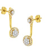 Haus of Brilliance 14K Yellow Gold Plated Silver 5/8 Ct Diamond Removable Stud and Dangle Earrings