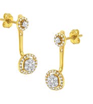 Haus of Brilliance 14K Yellow Gold Plated Silver 5/8 Ct Diamond Removable Stud and Dangle Earrings
