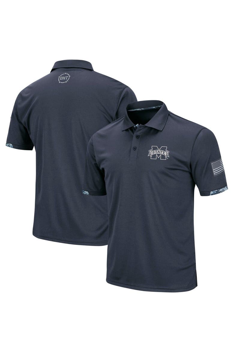 Men's Colosseum Charcoal Mississippi State Bulldogs Rival OHT Military Appreciation Polo, Main, color, Charcoal