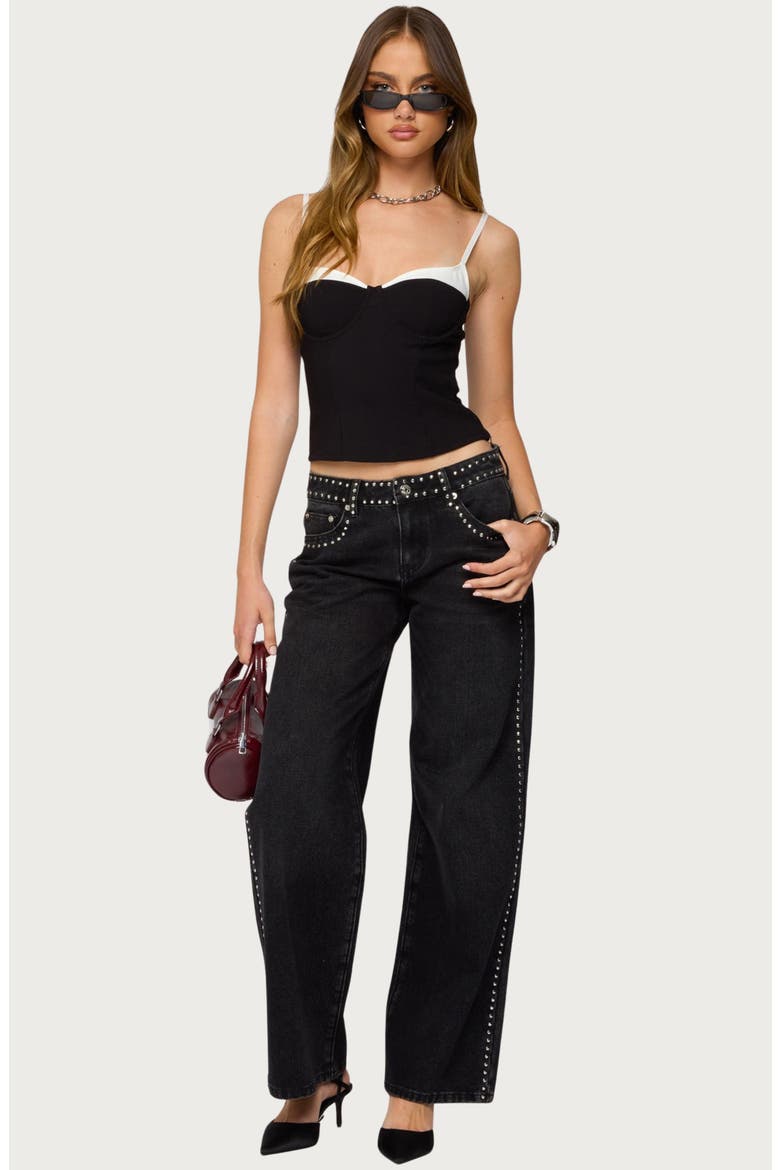 Contrast Peekaboo Camisole, Alternate, color, BLACK-AND-WHITE