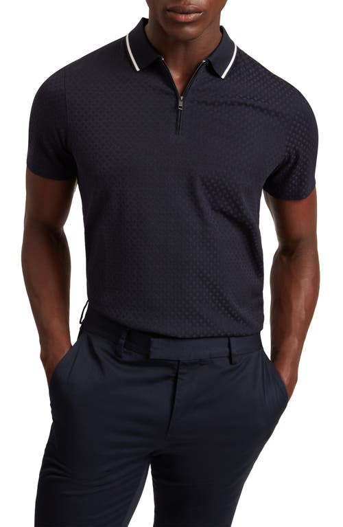 Ted Baker Cophen Stretch Cotton Zip Polo In Blue