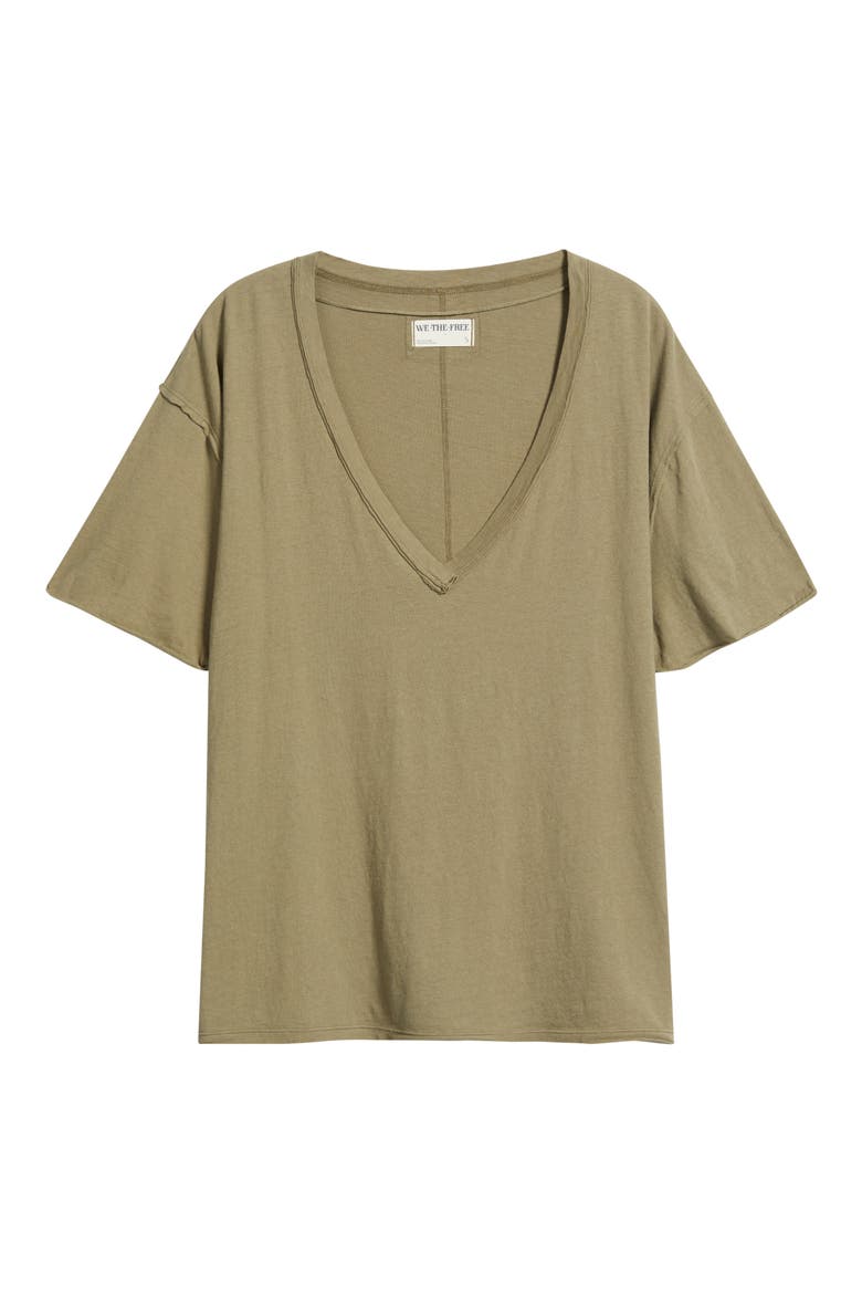 We The Free Nina V-Neck Cotton T-Shirt, Alternate, color, OLIVE STONE