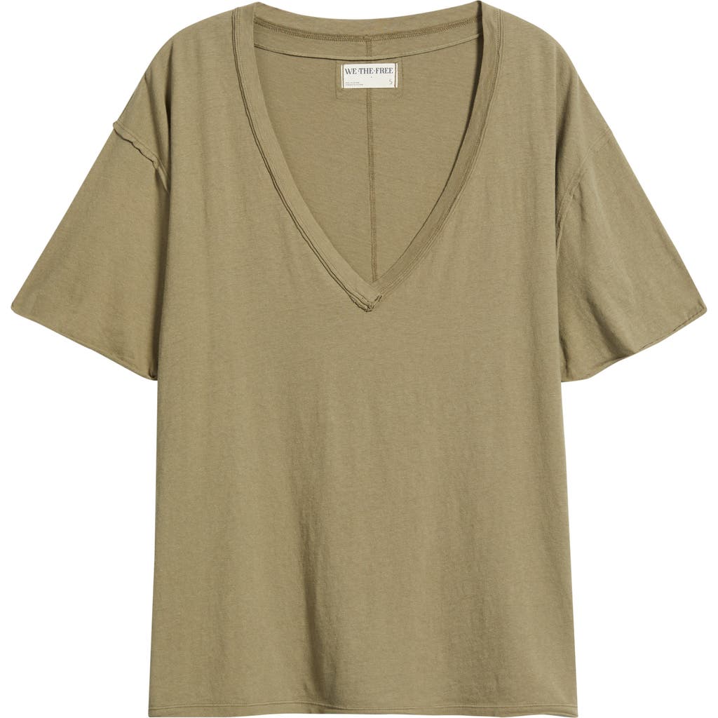 Free People Nina V-neck Cotton T-shirt In Green