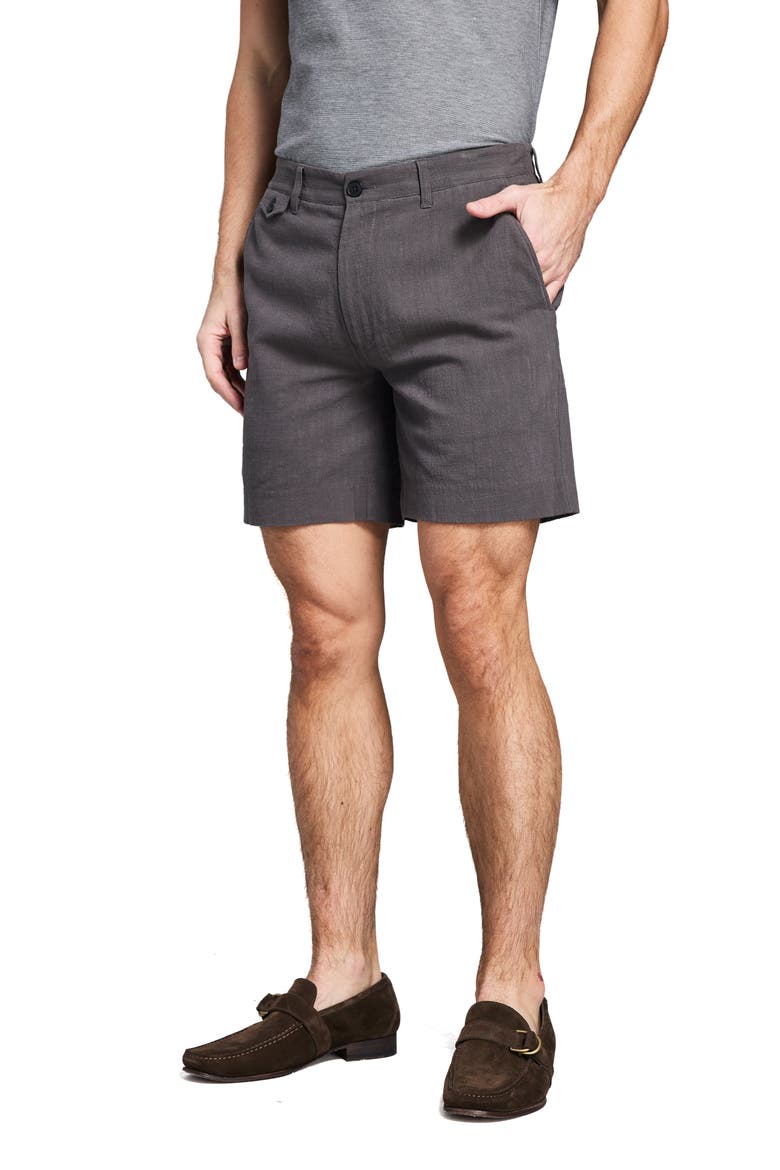 Moore Flat Front Textured Cotton Shorts, Alternate, color, ASPHALT