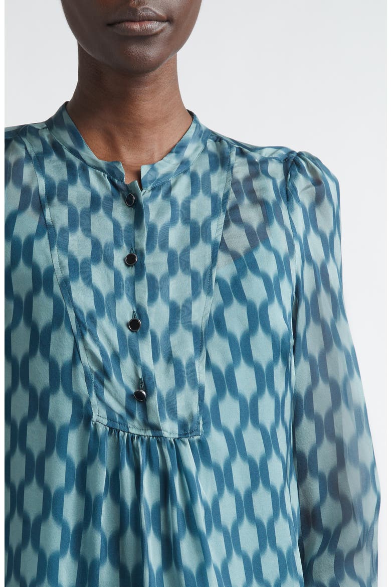 Geometric Print Silk Georgette Top, Alternate, color, TOURMALINE ICE BLUE MULTI