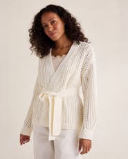 Haven Well Within Textured Cotton Blend Belted Cardigan