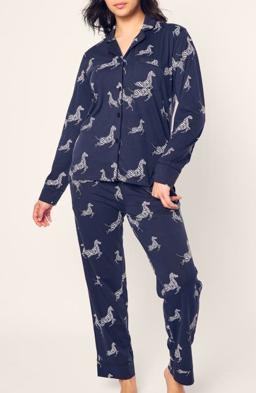 Petite Plume Zebre de Nui Cotton Pajamas in Navy 