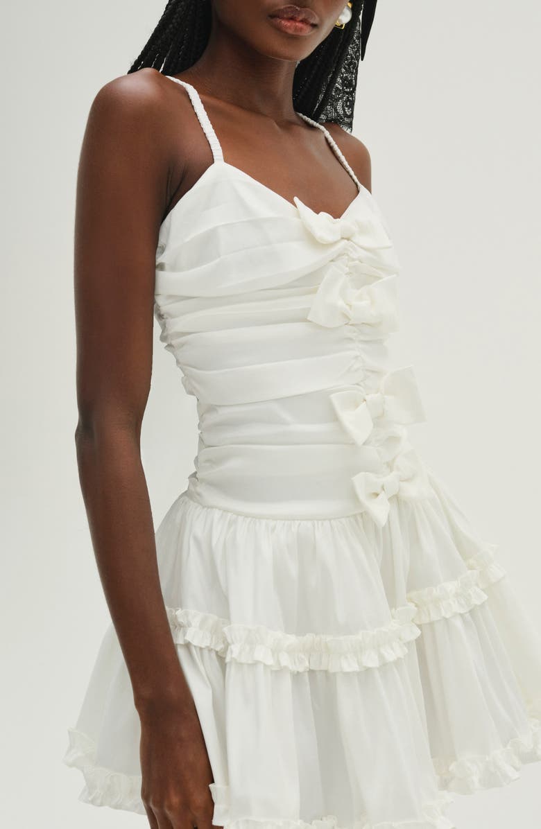 For Love & Lemons Whipped Cream Bow Detail Taffeta Minidress, Alternate, color, White