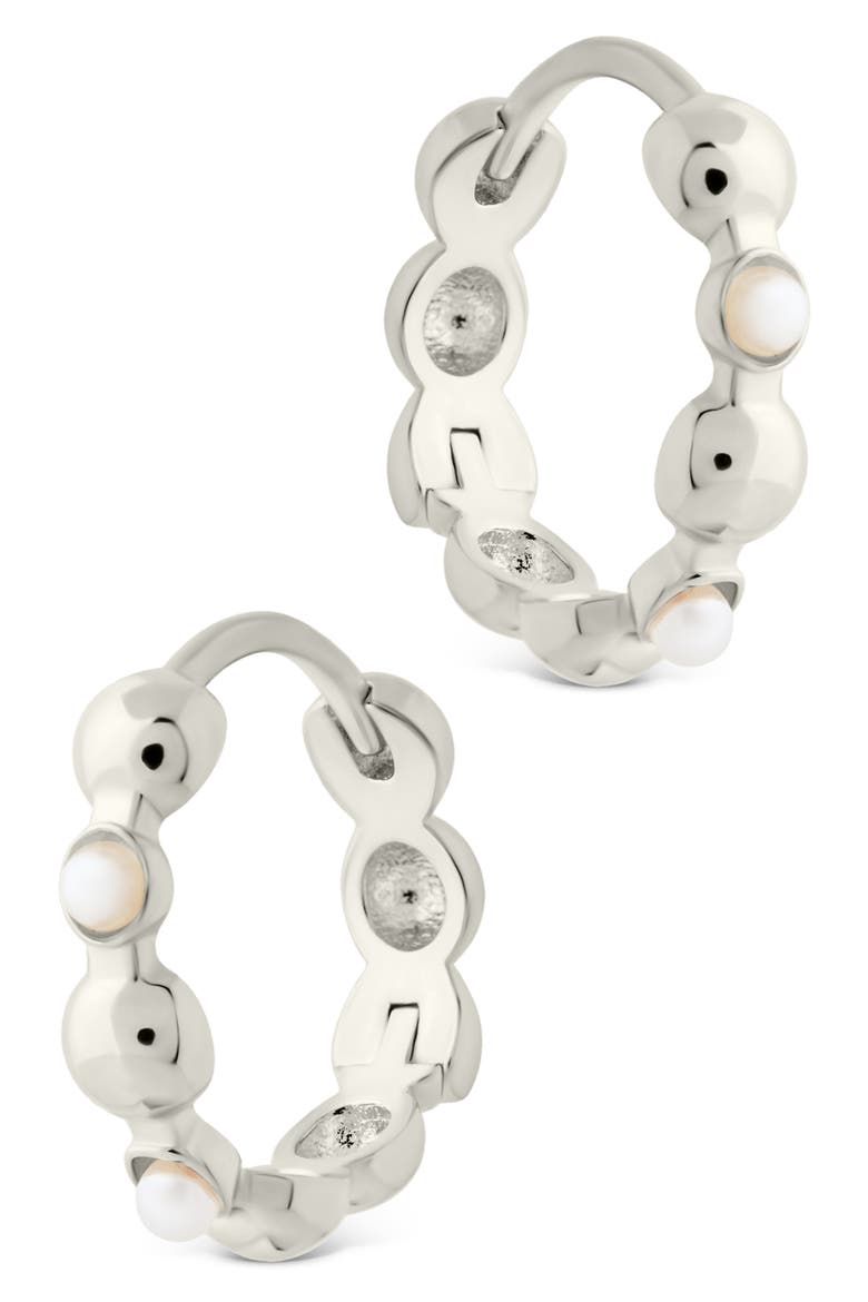 Miranda Pearl Hoop Earrings, Alternate, color, SILVER