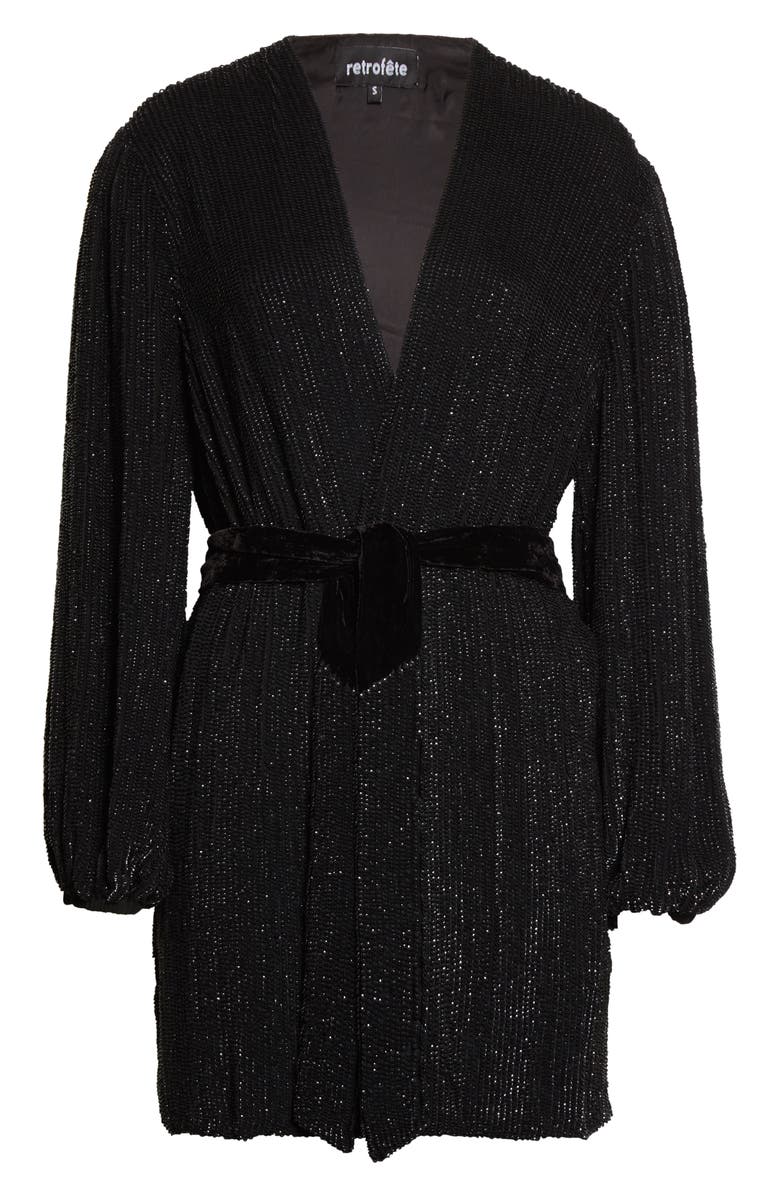 Retrofête Gabrielle Metallic Long Sleeve Wrap Dress, Alternate, color, 