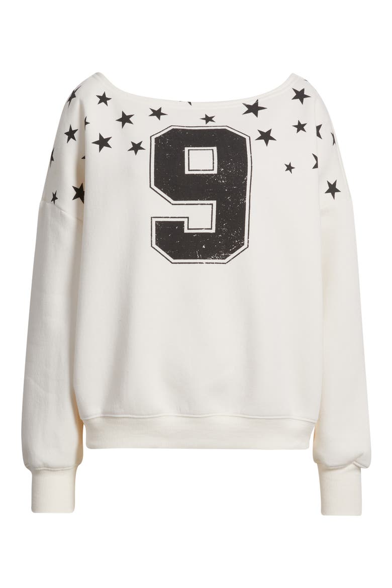 Nine Stars One Shoulder Graphic Sweatshirt, Alternate, color, MARSHMALLOW