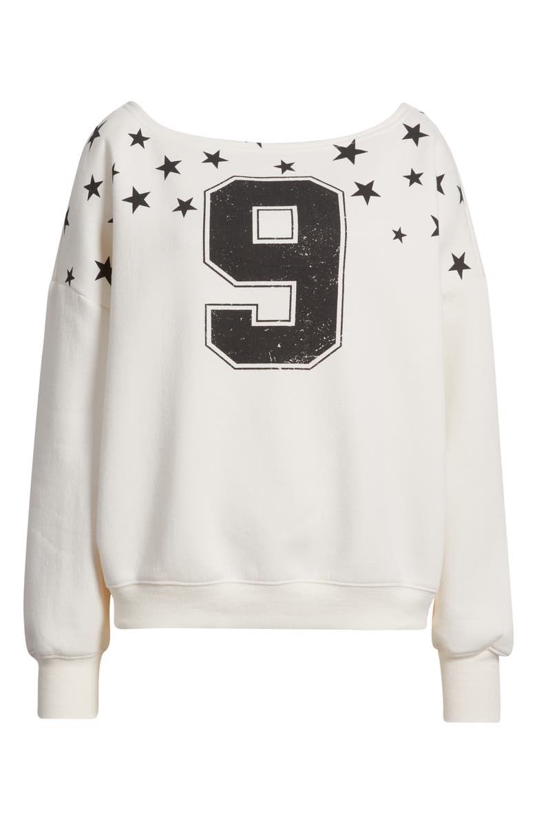Vinyl Icons Nine Stars One Shoulder Graphic Sweatshirt, Alternate, color, Marshmallow
