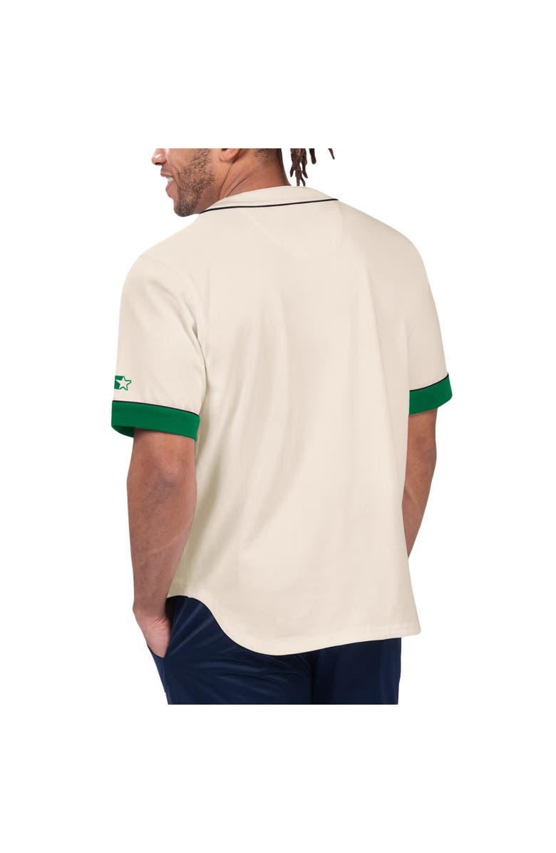 STARTER Men's Starter Cream Philadelphia Eagles Relay Vintage Full-Button Baseball Top, Alternate, color,