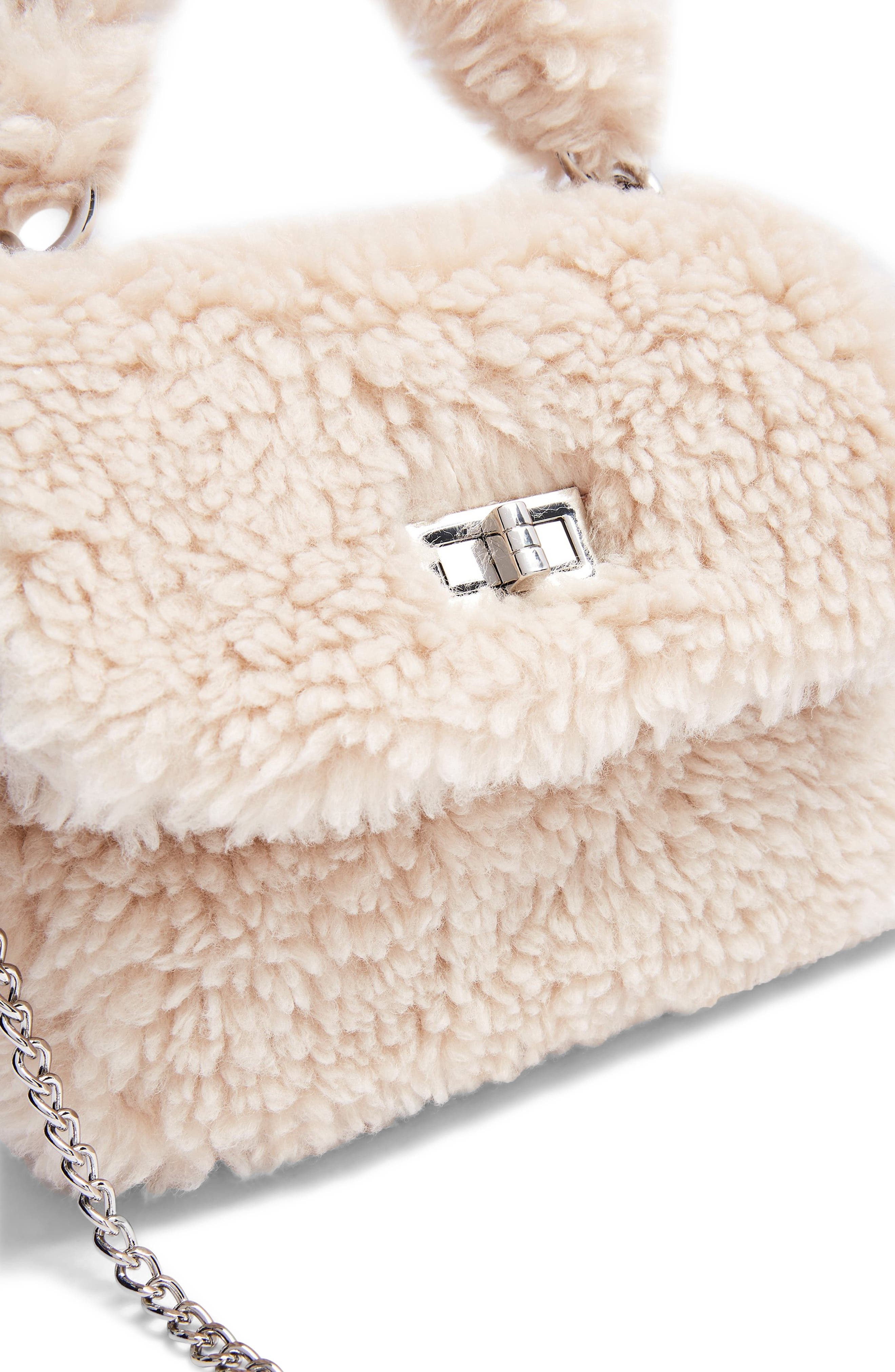 Faux Shearling Shoulder Bag, Alternate, color, CREAM