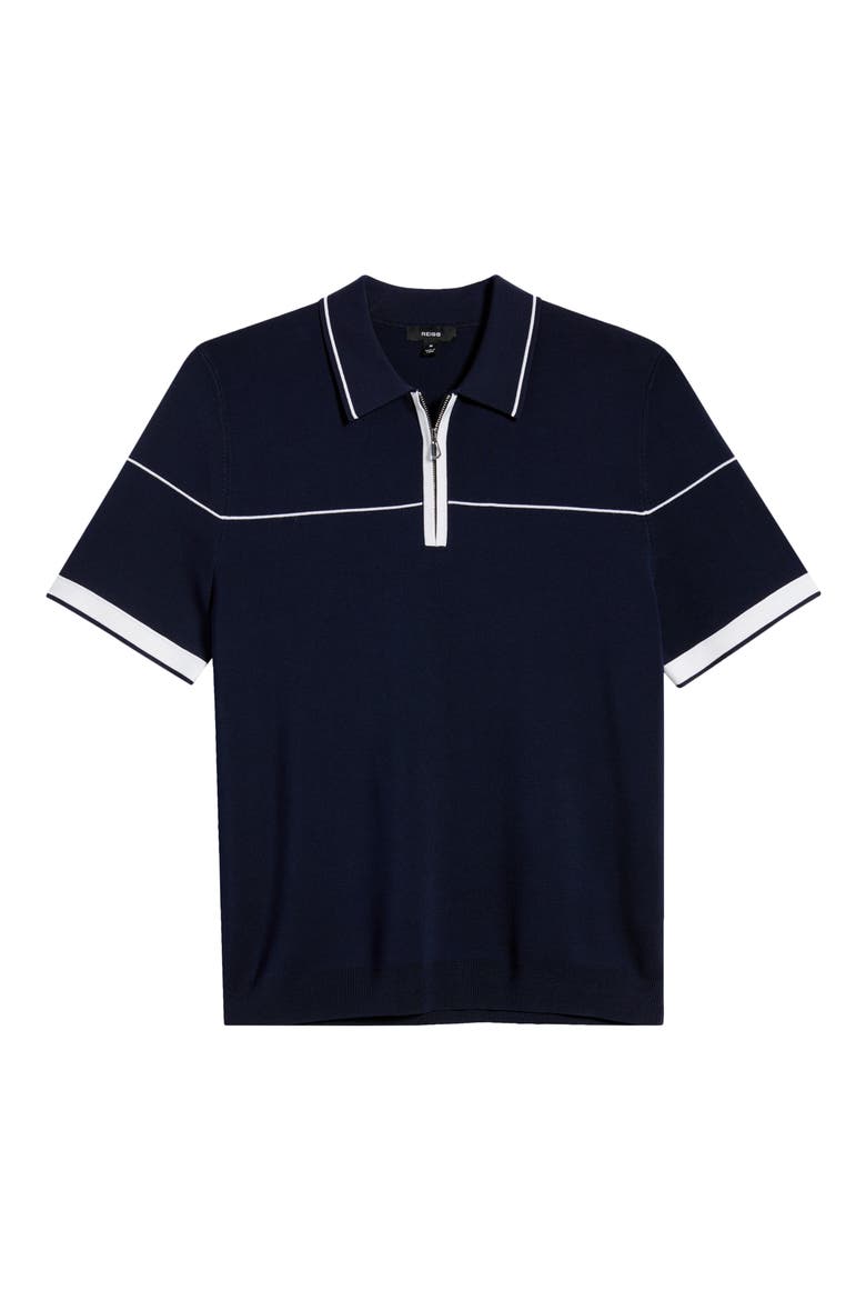 Bradford Tipped Half Zip Polo Sweater, Alternate, color, WHITE/ NAVY