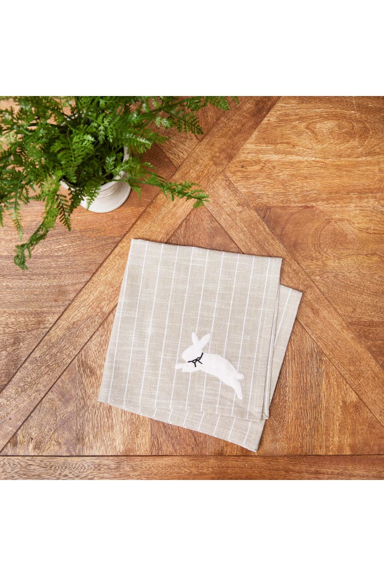 Easter Bunny Hop Beige Stripes 100% Cotton Handwoven Single Cloth Napkin, Alternate, color, Beige