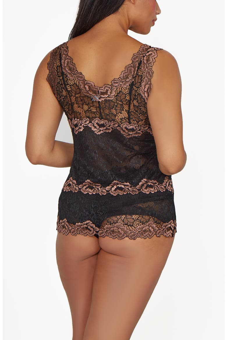 Lace Overlay Soft Cup Camisol Set, Alternate, color, Mocha