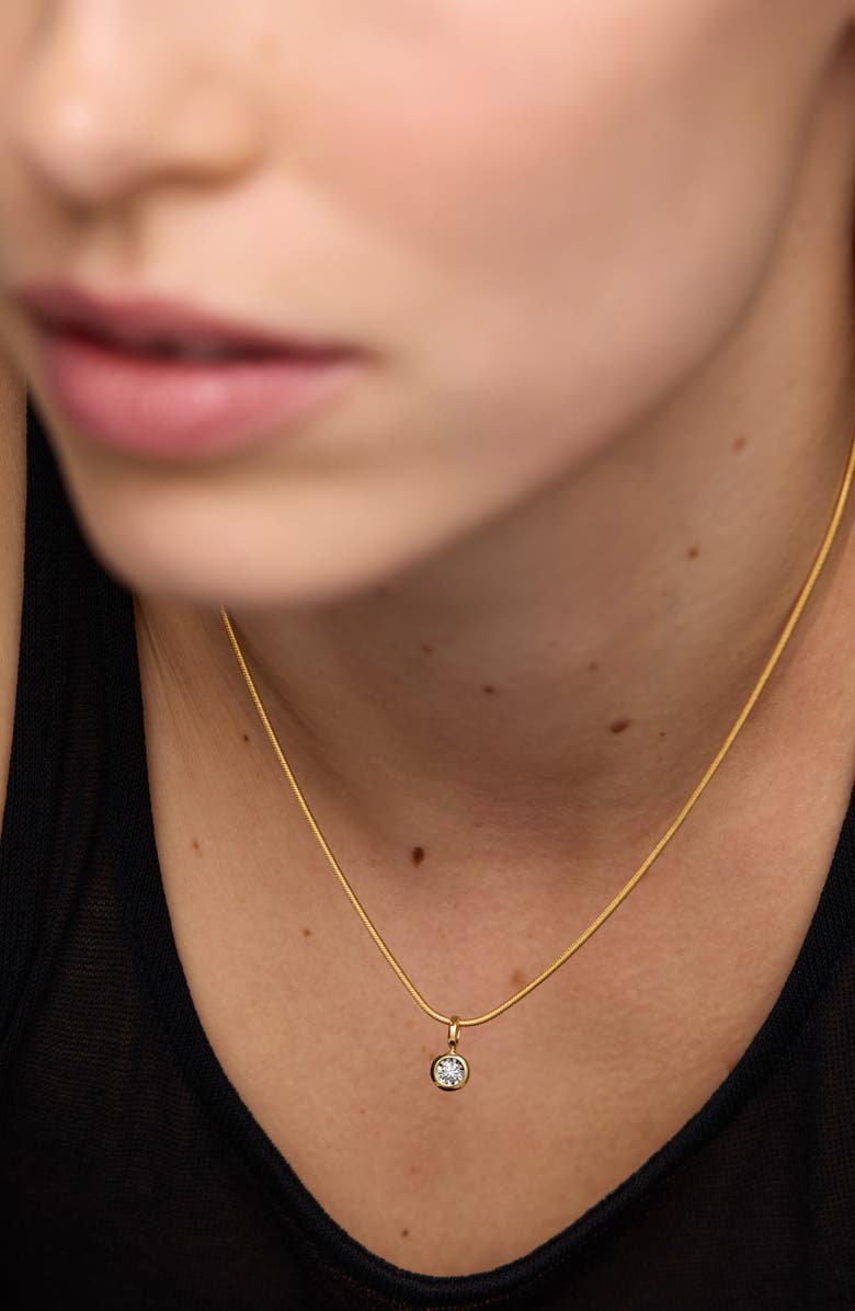 Monica Vinader Solitaire Lab Grown Diamond Pendant Snake Chain Necklace, Alternate, color, 18Ct Gold Vermeil/ Lab Diamond