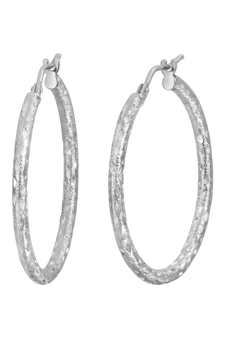 14K Hoop Earrings (Nordstrom Exclusive), Main, color, 14K WHITE GOLD