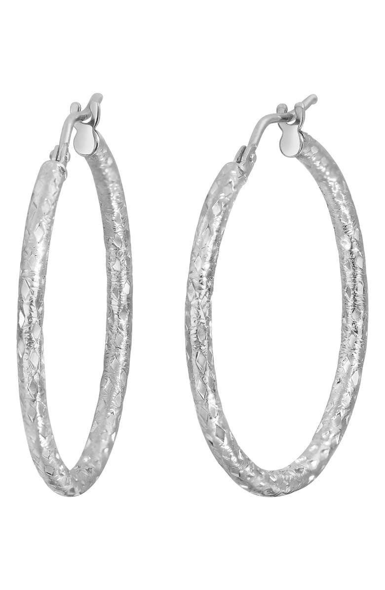 Bony Levy 14K Hoop Earrings, Main, color, 14K White Gold