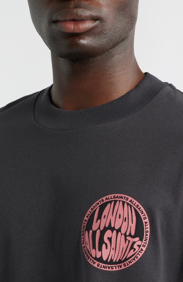 AllSaints London Cotton Graphic T-Shirt, Alternate, color, Washed Black