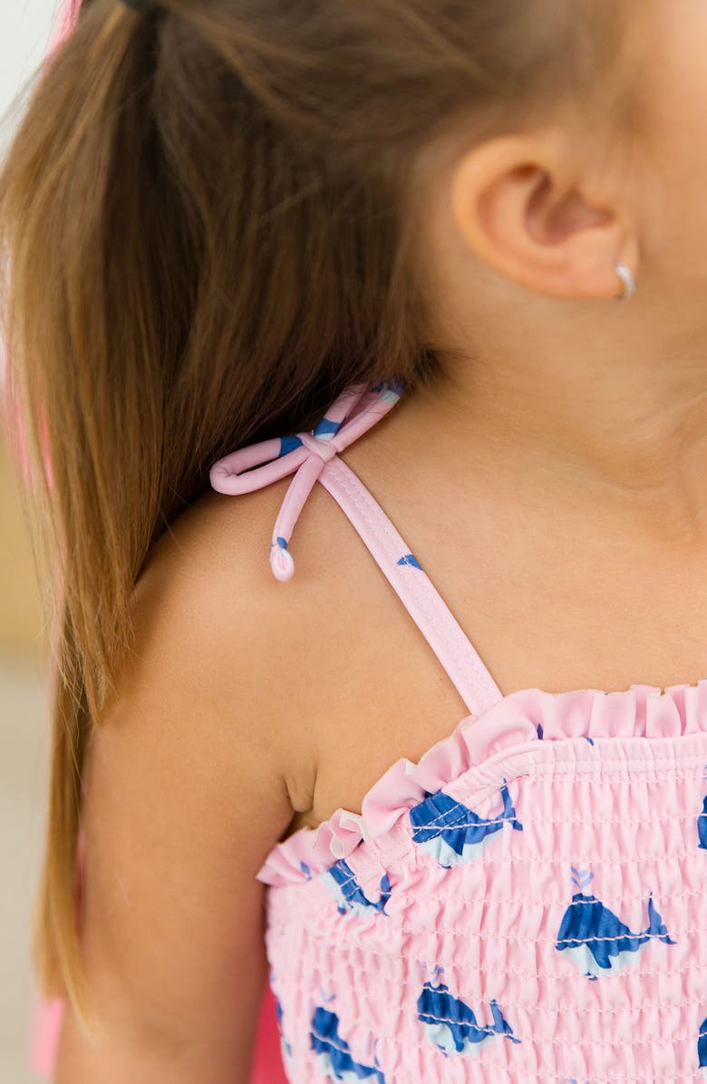 RuffleButts Pink Whales Smocked One-Piece Swimsuit, Alternate, color, Pink