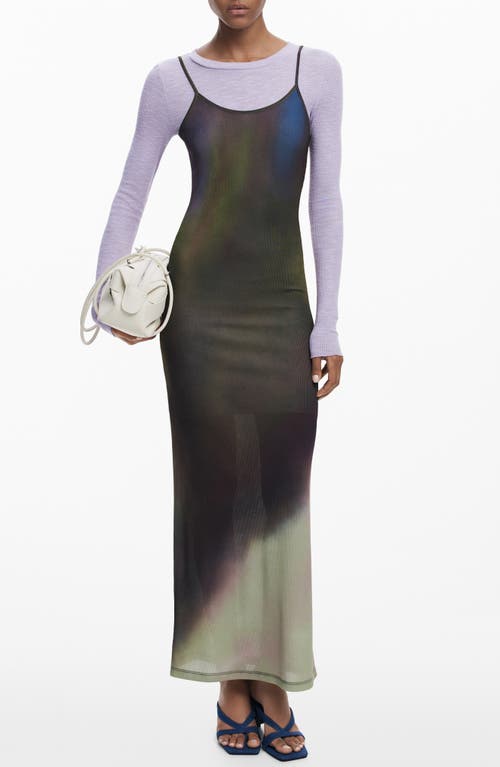 Desigual Maxi Slipdress And Long Sleeve Top Set In Multi