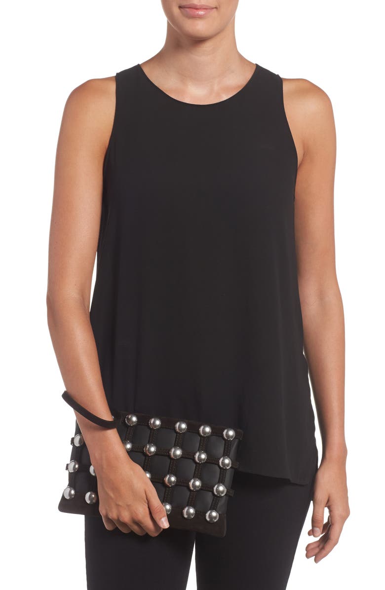 Alexander Wang Roxy Studded Cage Leather Wristlet, Alternate, color, 