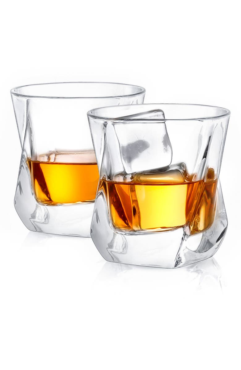 JoyJolt Aurora Set of 2 Whiskey Glasses, Alternate, color, Clear