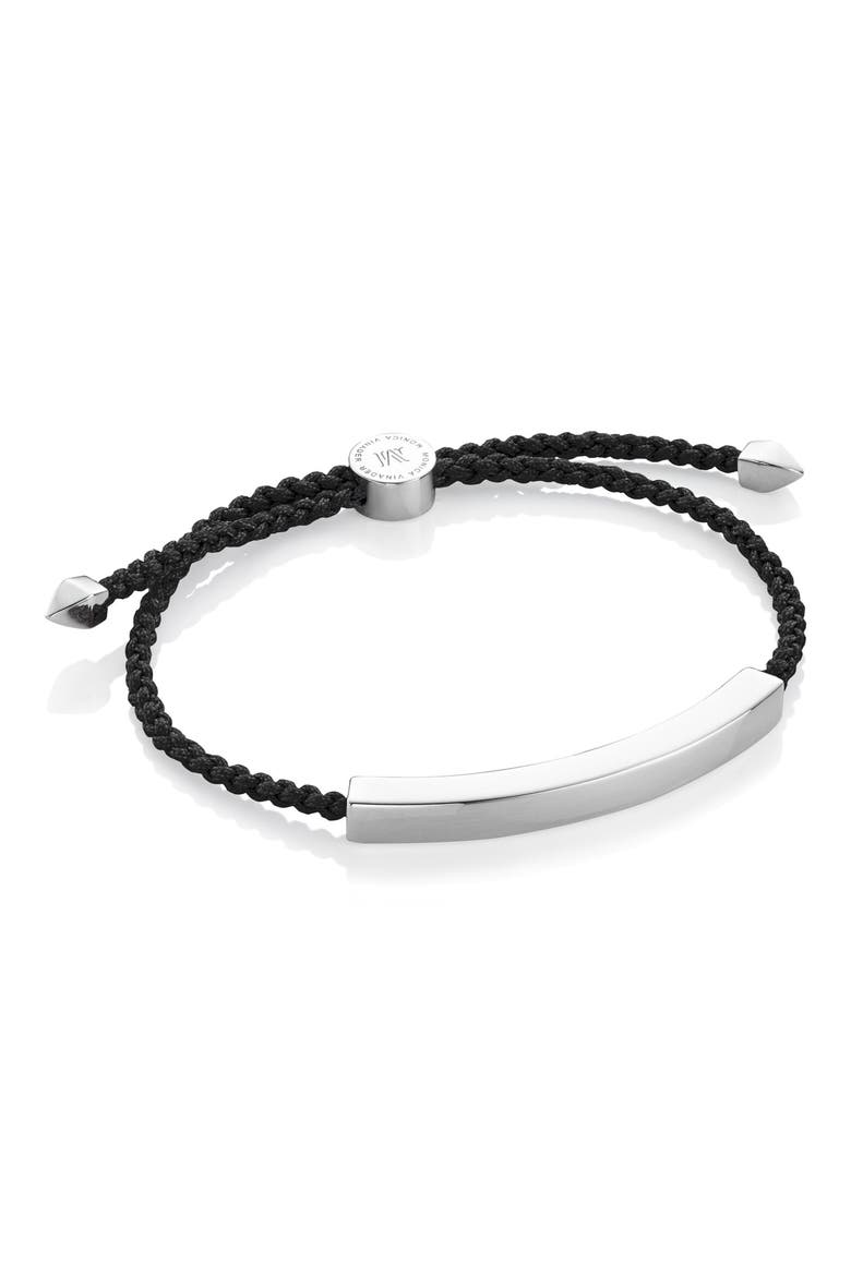 Men's Linear Friendship Bracelet, Main, color, SILVER/ BLACK