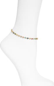 VIDAKUSH Rainbow Twinkle Cubic Zirconia Flower Anklet