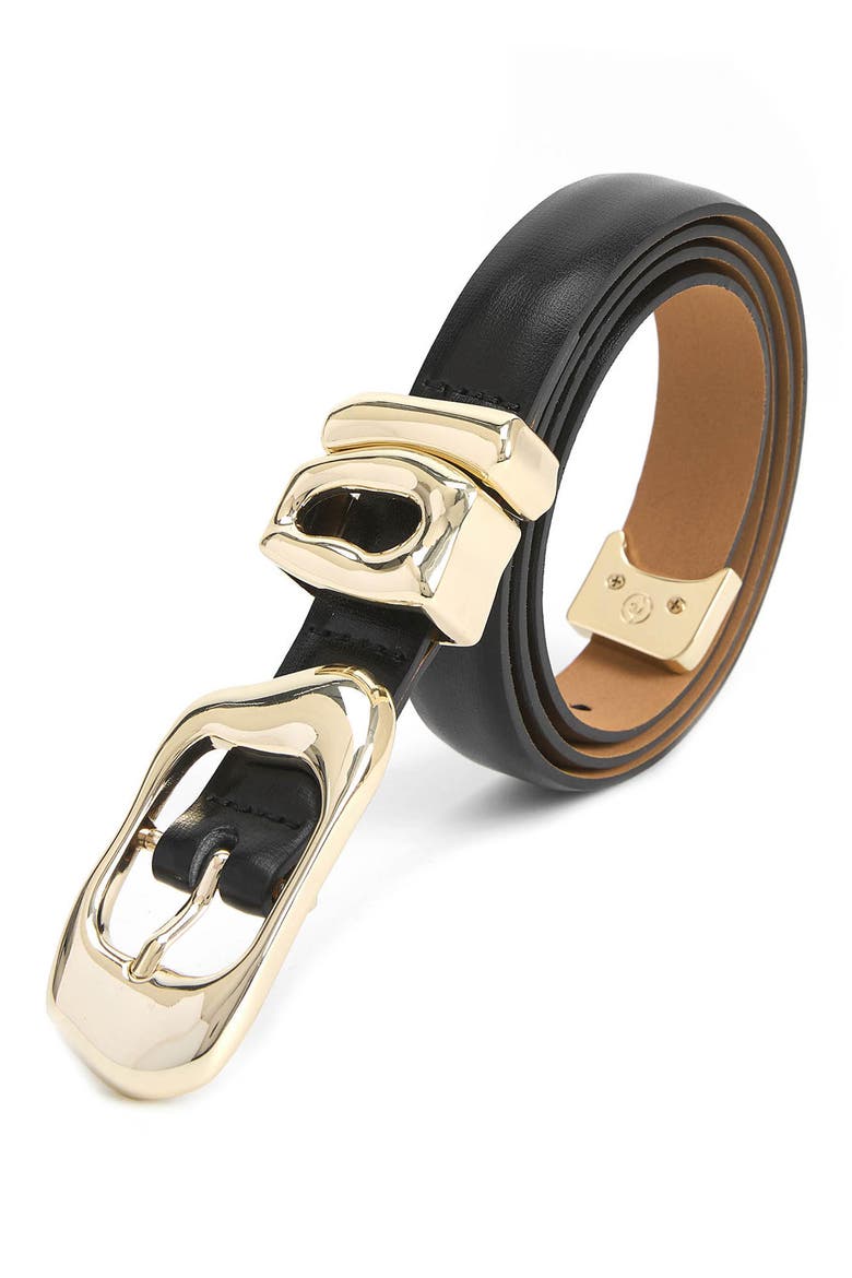 Molten Leather Belt, Alternate, color, BLACK