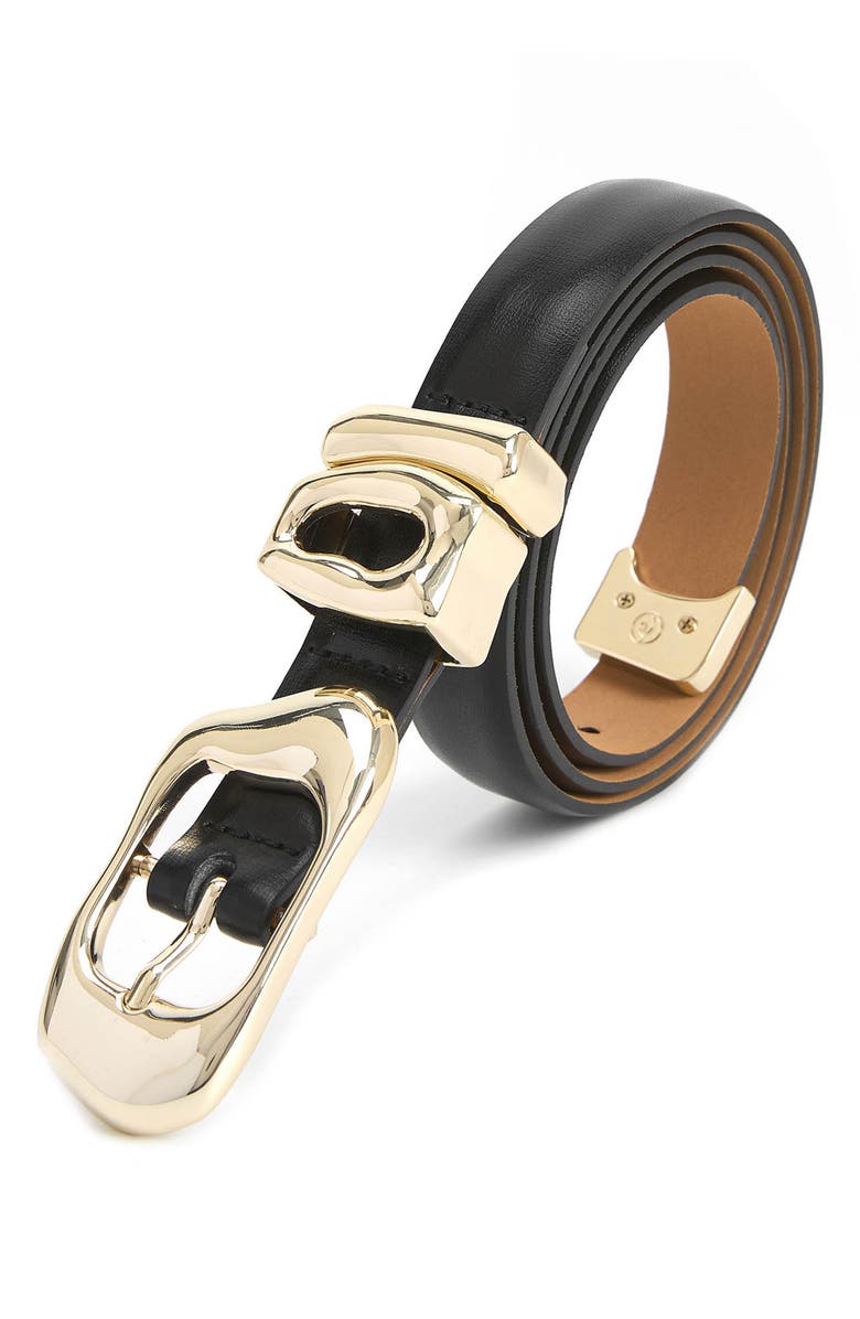 Ettika Molten Metal Leather Belt, Alternate, color, Black