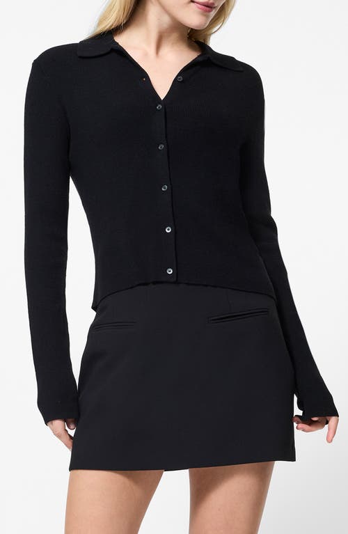 French Connection Cosysoft Knit Button Front Shirt In Black