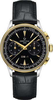 CERTINA DS 1 Chrono Automatic Leather Strap Watch, 42mm