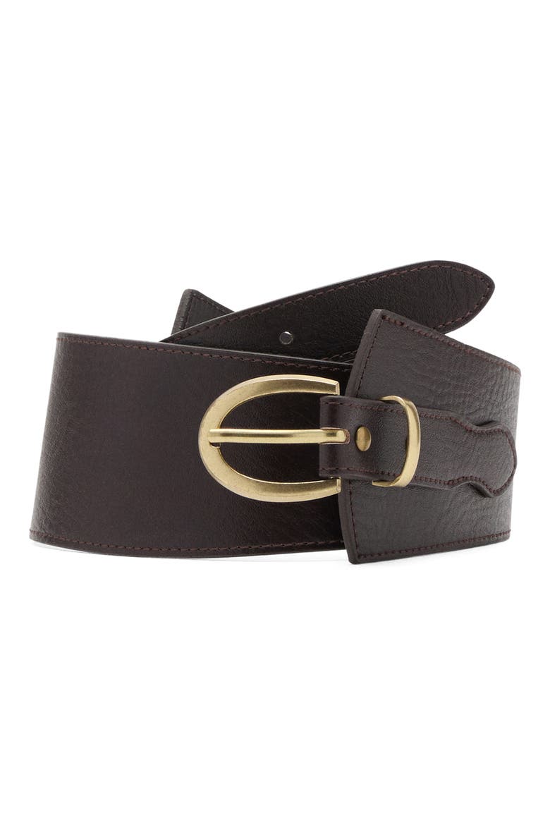 Obi Leather Belt, Main, color, CHOCOLATE